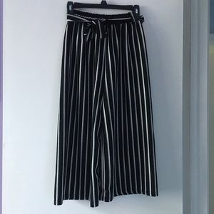 Black and white striped culottes